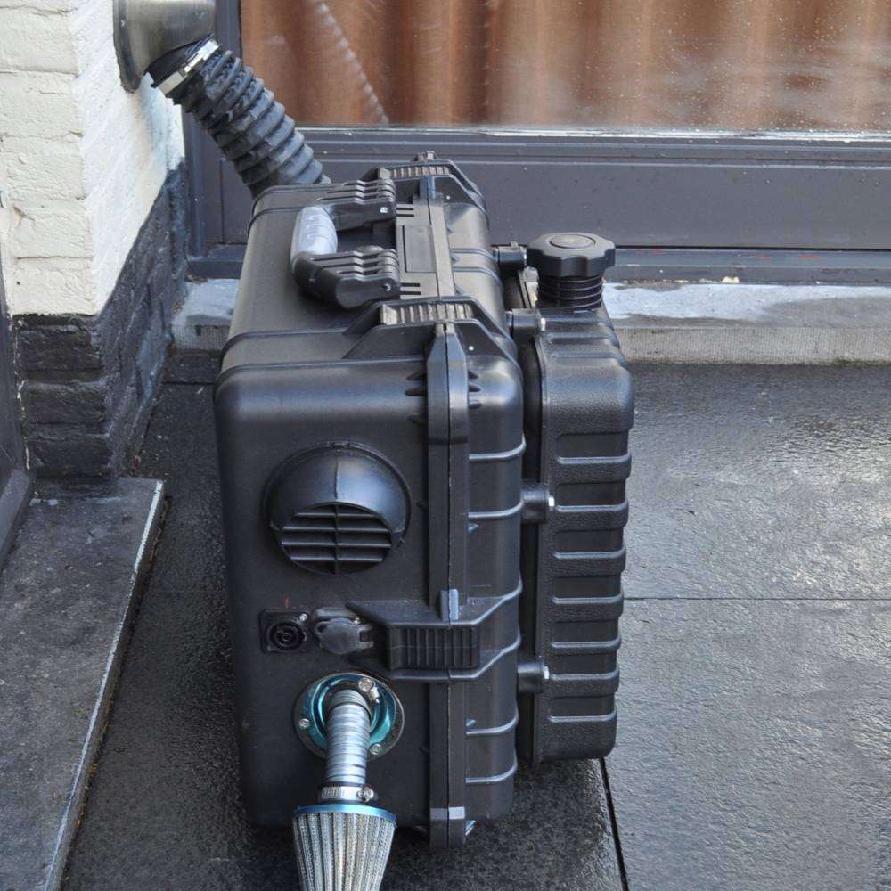 Diesel heater verwarmt fitness ruimte